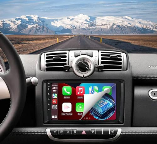 Android 14 Car Stereo for Mercedes-Benz Smart Fortwo 2005-2010,9 Inch Touch Display with Carplay,GPS Navigation,Bluetooth,FM,Backup Camera,2+32G