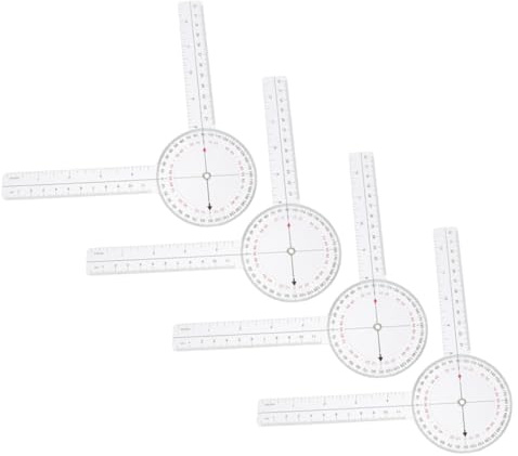 iplusmile 4 pezzi Righello Goniometro in Plastica Trasparente Righello Angolo Misurazione Precisa per Disegno Design Architettonico e Lavori Manuali Strumento Compatto e Resistente per Uso