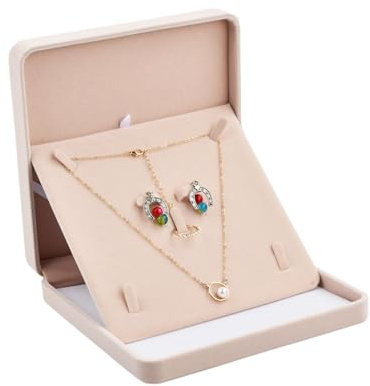 Amexo Conjunto Joyas Terciopelo, Set de Joyería Caja Almacenamiento Joyas Caja de Regalo Terciopelo para Mujeres Collar de Joyas Pendientes Anillo (Rosa)