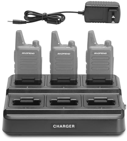 BAOFENG Six-Way Charger for RT22 T22, Multi-Unit Charging Station Base for BAOFENG T22, Retevis RT22 RT22S RB19 RB19P RB39 RB39P Walkie Talkie, Rapid Charger, Black