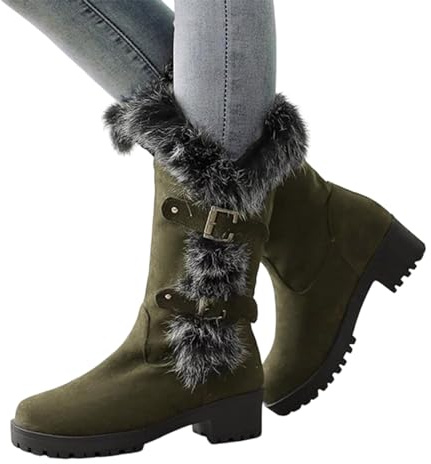 Generisch Slouch - Botines para mujer, elegantes, de ante para cowboy, botines de cuña, cómodos, informales, de otoño, de entretiempo, con cordones, O Verde, 39 EU