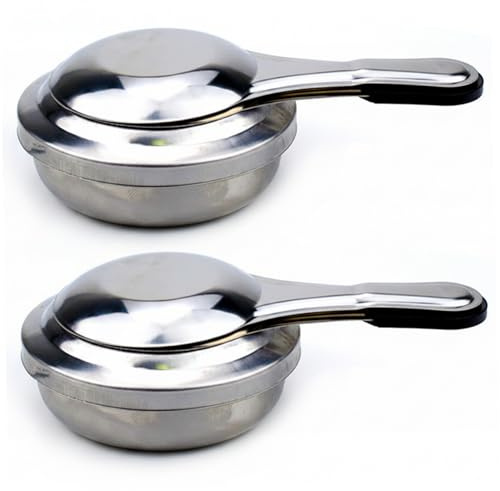 Paquete de 2 quemadores de fondue de acero inoxidable, estufa de alcohol portátil con mango y cubierta de seguridad, calentador de alcohol para cocinar, asar, calentar, quemador de fondue, estuf