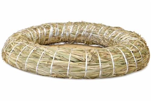Strohkranz Rohling Ø 15 x 3 cm aus Natürlich Gebundenem Stroh - Formstabile und Dichte Basis für Türkranz und Osterkranz - Perfekter DIY Kranz Rohling