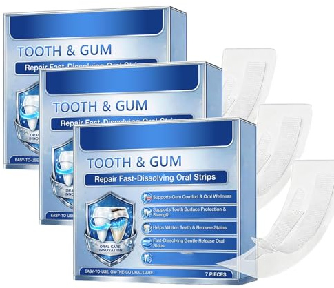 Tiras orales de disolución rápida para el cuidado de dientes y encías, tiras refrescantes de menta para el aliento, láminas de cuidado oral portátiles sin azúcar (3 BOX)