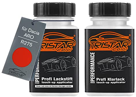 TRISTARcolor Autolack Lackstift Set für Dacia/ARO R275 Rot Basislack Klarlack je 50ml