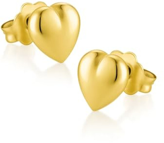fish Goldene Herz Stecker Ohrringe 585 Gelbgold Kinder Mädchen Geschenkverpackung