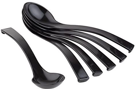 Feinkostlöffel, 6er Set, aus SAN Kunststoff, schwarz, spülmaschinenfest, xtra preiswert / Ø 6 cm, Länge: 23 cm | SUN