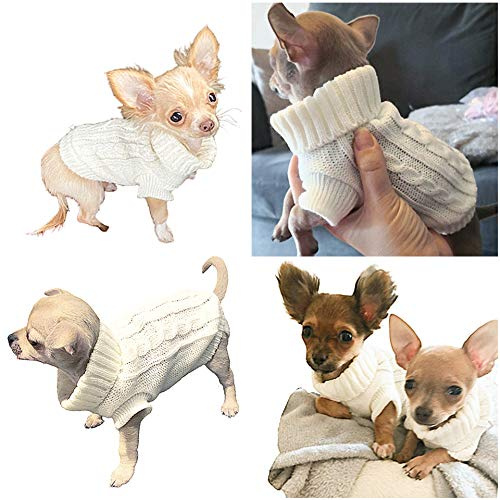Chihuahua Clothes Puppy Dog Coat Knit Jumper Cosy Teacup Smaller Breeds XXXS Tiny Toy Miniature Dogs (XXXS, Ivory Cream)