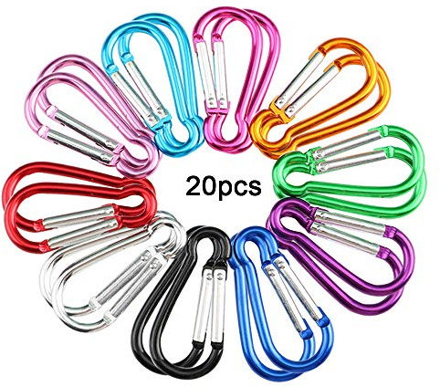 QitinDasen 20 Pieces Gourd-Shaped Multifunction Aluminum Carabiner Keychain Clip, 5 cm Mini Carabiner Keychain Snap Hook (Not for Climbing)