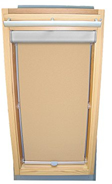 Rollo für VELUX Dachfenster Abdunkelungsrollo Komfort Premium für TYP GGU/GPU - U08 - Farbe beige-karamell - mit BLENDE und Haltekrallen - KLICK Montage
