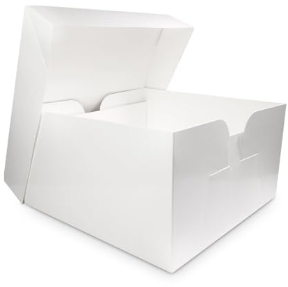 LARRYROO White Cake Boxes for Wedding Birthday Cakes in Sizes 6, 7, 8, 9, 10, 11, 12, 13, 14, 15, 16, 18 & 20 (1, 14 Inches)