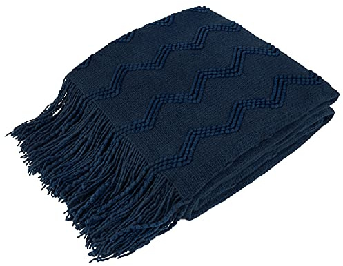 PAVILIA Strickdecke für Couchbett, weiche gestrickte Sofa-Decke im Landhausstil für das Wohnzimmer, leichte dekorative Sommerdecke für Sessel, strukturierte Boho-Decke für den Außenbereich, 127 x