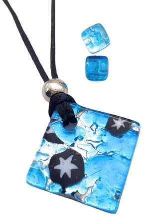 Muranoglas Schmuckset, großer Muranoglas-Anhänger mit passenden Ohrringen, inkl. Geschenkbox und Zertifikat