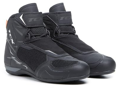 TCX - R04D Lady Air, Chaussures de Moto pour Femmes, Respirantes et Polyvalentes, Tige en Mesh avec Revêtement Hot-Melt, Lacets et Fermeture Velcro, Noir/Blanc