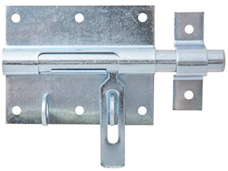 Alberts 137090 Verrou porte-cadenas | avec gâche attachée | zingué | platine 90 x 73 mm | boulon Ø 13,5 mm | longueur totale 130 mm