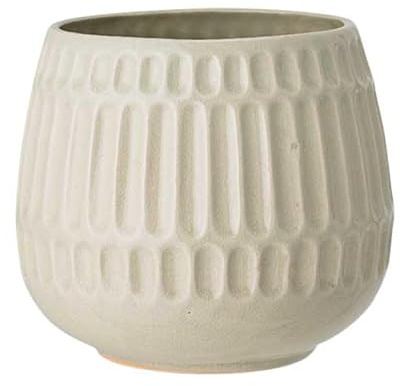 Nordring Pot de Fleur Riff - Pots de Fleurs décoratifs Couleur pour intérieur Style rétro créatif L (16,5 cm ø), Vert Clair, Céramique