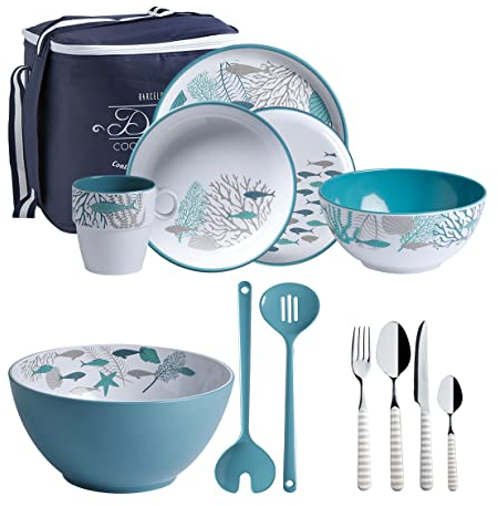 Marine Business Coastal Crockery Set, 24 Pieces, Carry Bag