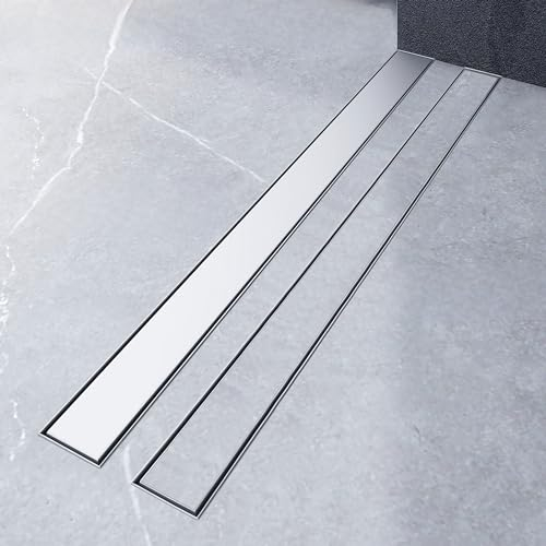AICA Duschrinne Edelstahl 60 cm, 2in1 Befliesbar Bodenablauf Komplettset extra flach, Ablaufrinne Siphon mit Geruchsstop und Haarsieb (60 cm)
