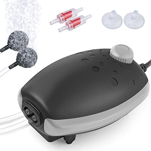 FEDOUR 3 W tyst luftpump: 300 L/H syrepump, stark luftare för akvarier upp till 450 L (grå 3 W)