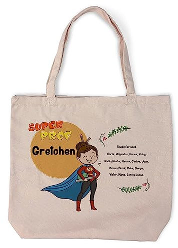LolaPix Lehrertasche. Geschenke für Lehrer. Stofftasche Modell Cindy. Verschiedene Designs. SUPER-LEHRER