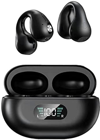 UPQRSG Écouteurs sans Fil, Conception d'oreille Ouverte À Conduction Osseuse, Casque de Qualité Sonore HiFi sans Fil, Conception de Clip d'oreille, Porter des Écouteurs Fermement sans Fil(Noir)