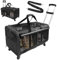 GOYJOY Double-Compartment Pet Rolling Carrier with Wheels for 2 Pets,for Up to 35 LBS,Cat Rolling Carrier for 2 Cats,Super Ventilated Design,Ideal for Traveling/Hiking/Camping