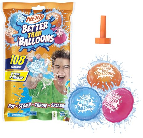 NERF Better Than Balloons Water Toys, 108 Pods, Easy 1 Piece Clean Up, Lots of Ways to Play, Backyard Water Fun, Gifts for Kids, Ages 3+