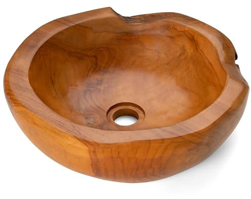 Divero Waschbecken Cordoba aus Teak-Holz - Ø 40cm – Farbe: Braun
