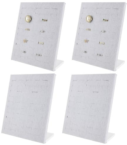 LDHHYH Samtring-Display mit 50 Fächern, L-förmige Ringdisplays, Schmuckring-Display für Verkäufer, grauer Ring-Organizer für Schmuck-Präsentationen, Verkaufsvitrinen, 4 Stück