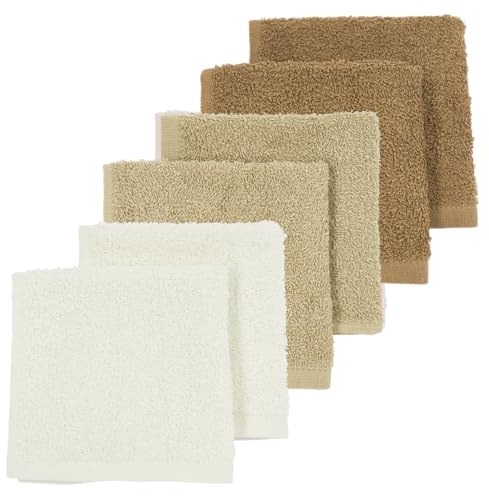MEYCO Waschtücher 6er Pack 30x30cm Frottee Spucktücher Offwhite/Sand | 100 % weiche Baumwolle - Oeko Tex zertifiziert - saugfähig, hautfreundlich & schnelltrocknend