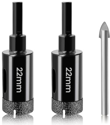 22mm Tile Hole Cutter Set Josaton 2Pcs Diamond Hole Saw with Triangle Shank | Diamond Drill Bit Set for Tile Glass Porcelain Marble Ceramic