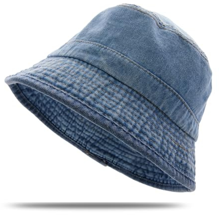 YAMEE Fischerhut Unisex Denim Packable,Bucket Hat Damen Atmungsaktiver Sommer, Sonnenhut Anglerhut für Männer Damen, Strandhüte Damen Fischerhüte mit UV-Schutz