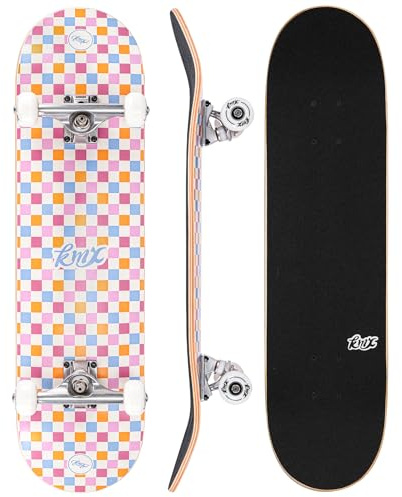 KMX Komplett Nybörjarskateboard (Rosa Pastell Rutigt)