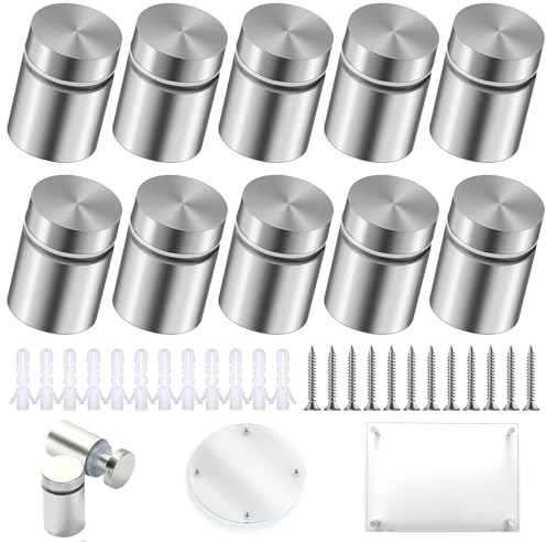 10 Sätze Abstandshalter Wand, Schilderhalter mit Schrauben, 19x31mm Abstandshalter Edelstahl, Distanzhülsen, Abstandhalter Wand zur Befestigung von Werbetafeln, Schildern, Bilderrahmen, Glaspostern