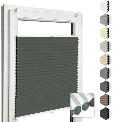 Home-Vision® Premium Doppelplissee Wabenplissee ohne Bohren mit Klemmfix (Weiß-Dunkelgrün, B40cm x H120cm) Modern Klemmfix Blickdicht Plissee Sonnenschutz Hitzeschutz Jalousie für Fenster Thermo
