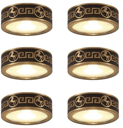 USMCPQVXN Paquete de 6 Focos de Techo de Latón de 5 W, sin Cubierta, para Montaje en Superficie, Foco Led Antideslumbrante de 5 W, Lámpara de Ojo de Buey para Exhibición en Galería, sin Luz Estroboscó