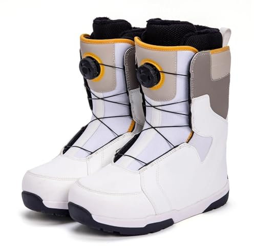 Damen-Skischuhe, wasserdicht und Schnee-Winterstiefel, isolierte und atmungsaktive warme , Snowboard-Sportstiefel, Damen-Ski-Anti-Rutsch-Schuhe for kaltes Wetter, Schnee-Skischuhe, Skiausrüstung(White