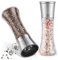 Macinasale e pepe, set da 2 pezzi, macinaspezie in acciaio inox con meccanismo in ceramica regolabile, macinino manuale per sale marino e pepe per macinare sale, pepe e spezie