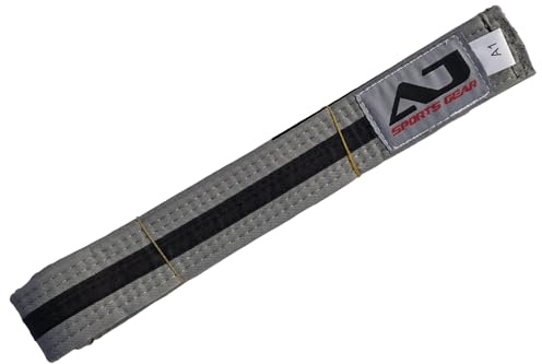 AJ Sports Gear BJJ Belt - Approved Brazilian Jiu-Jitsu Belt for Competition with Ranking Stripes Sleeve Bar - Jiu Jitsu for Adults and Kids for All Skill Levels - BJJ Belts (Gray Black, C3)