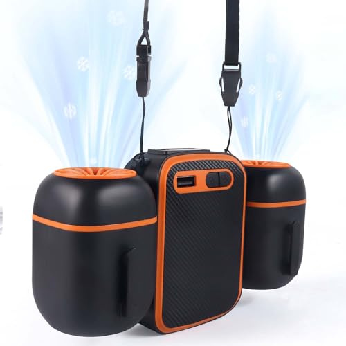 Portable Waist Fan,40H Rechargeable Wearable Belt Fans with Light,Strange Powerful Silent Power Bank Waterproof Cooling Clip Fan 3 Speeds,for Hiking Sports Camping Outside Work and Walking the dog