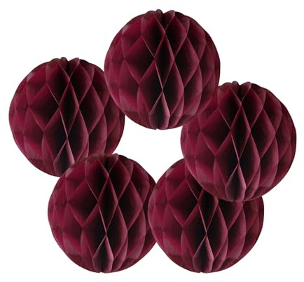 SrchJoy Palline di carta a nido d'ape, decorazioni per feste, confezione da 5 pompon di carta velina a forma di palla fiore ghirlanda per compleanno, baby shower, matrimonio, decorazioni per feste
