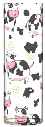 Lindo jarrón redondo de plástico blanco con diseño de vaca lechera, diseño cilíndrico, decoración del hogar, sala de estar, 11.8 x 3.9 pulgadas
