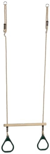 TRIBECCO Trapez-Schaukel mit Griffen für Kinder ab dem 3. Lebensjahr Trapezstange mit höherverstellbarer Seil-Aufhängung zum Befestigen am Schaukel- oder Klettergerüst (Grün)