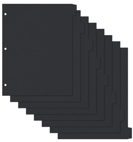SUPERFINDINGS 16 Blatt Trennblätter 3 Löcher Kunststoff Ordner Trennblätter 16 Registerkarten 28x23cm Schwarz Blanker Registerteiler Register Binder Teiler Für Planer Notizbuch Organisation