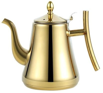 Teekanne aus Edelstahl 304 mit herausnehmbarem Sieb, süße Teekanne mit kleinem Fassungsvermögen und Filter für alle Hörquellen, kein Pfeifen (eine Farbe, 1 l) (Gold 1,5 l US)