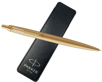 Parker Jotter XL Kugelschreiber | Mattgold-Finish | Mittlere Spitze mit blauer Tinte | Originelle Geschenkbox + Kompaktes Etui Logo | Premium Schreibstift & Geschenkidee