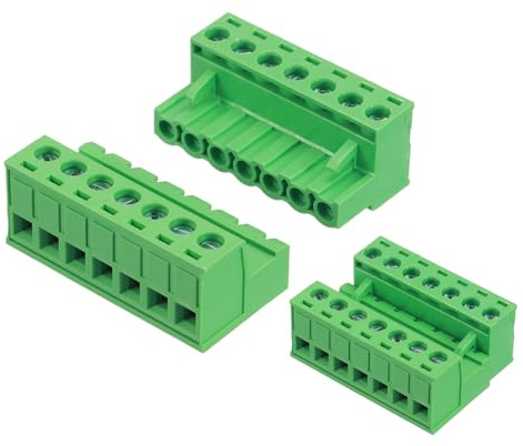 sourcing map 7 Pin 5mm 0.2 Pollici Passo PCB Mount Vite Morsettiera Connettore Maschio Femmina, Verde