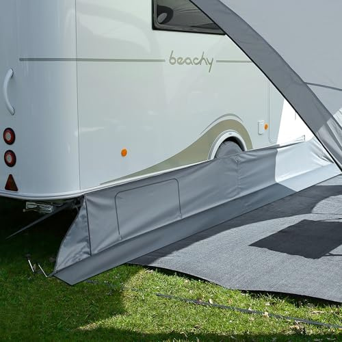 your GEAR Bodenschürze Brela – Windschürze für Hobby Beachy 360 Wohnwagen mit Radabdeckung & Reißverschluss-Öffnung