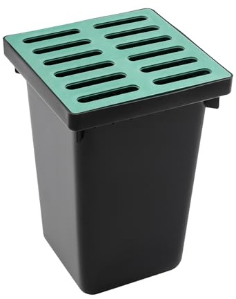 Catch Basin with Grate 16 x 16 × 24 Inch Large Catch Basin for Drainage with Debris Basket, Without Reserved Hole for Yard Downspout Lawn and Municipal Pipeline (16x16x24)