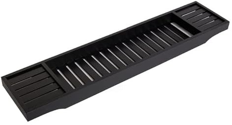 MEHRU Wooden Over Bath Rack, Bamboo Bathtub Caddy Tray, Bath Shelf Over Tub Bathroom Accessory, Wood bath tub rack Bathroom Shelf Tidy Tray, Bathtub Storage Rack for Home/Toilet. (Black)